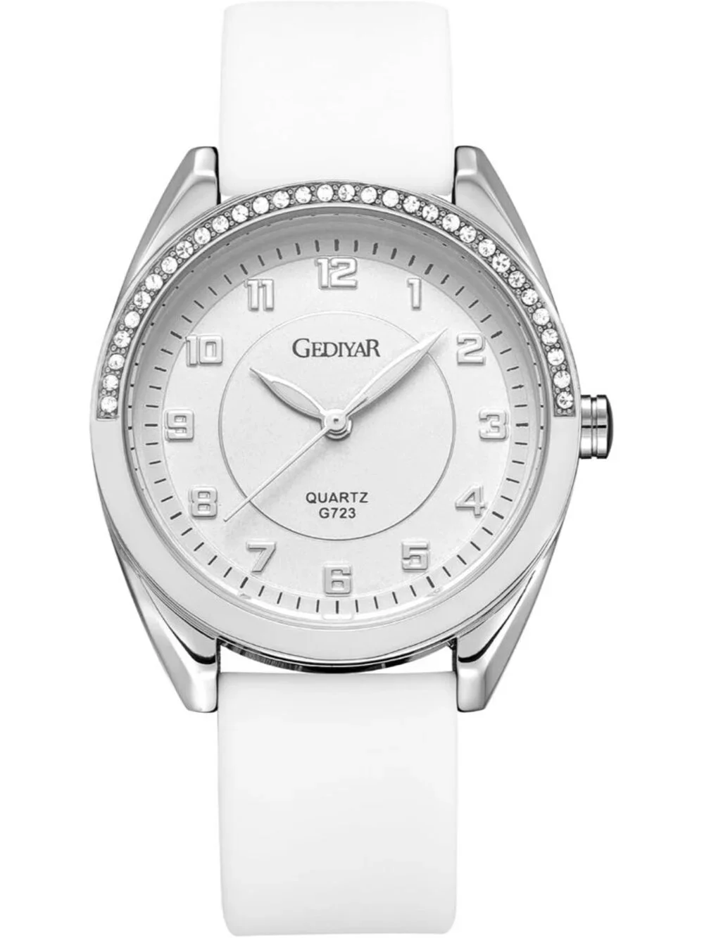 Women's White Silicone Strap Waterproof Analog Quartz Easy Read Dial Wrist Watch